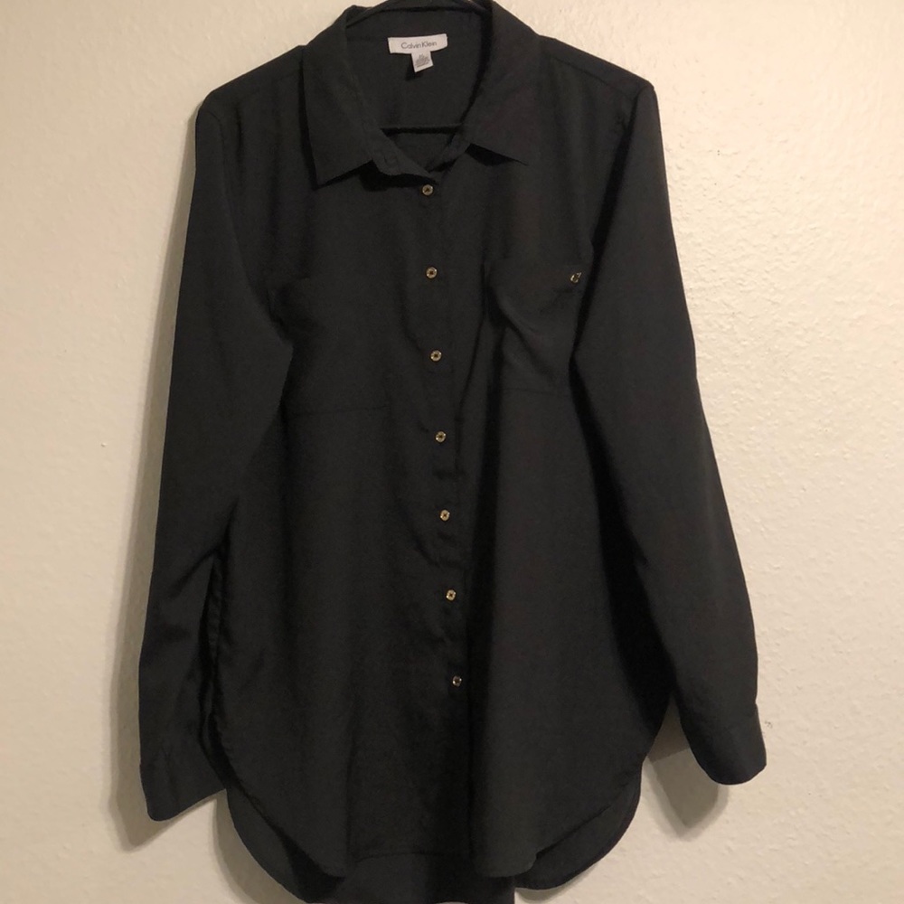 Black button down blouse